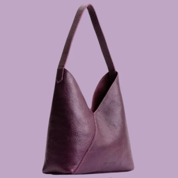 EUC Portland Leather Large Naomi Plum Purple Leather Hobo Shoulder Bag Purse - Picture 2 of 11